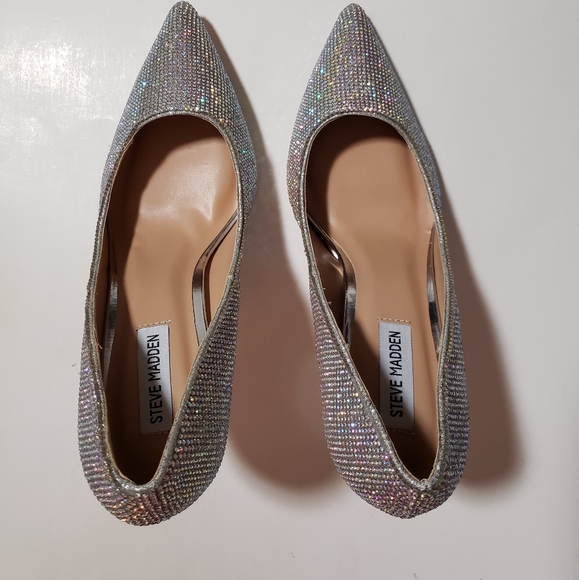 SOLD New Steve Madden Altisha Iridescent Crystal Rhinestone Heels Size 10 - Picture 7 of 11
